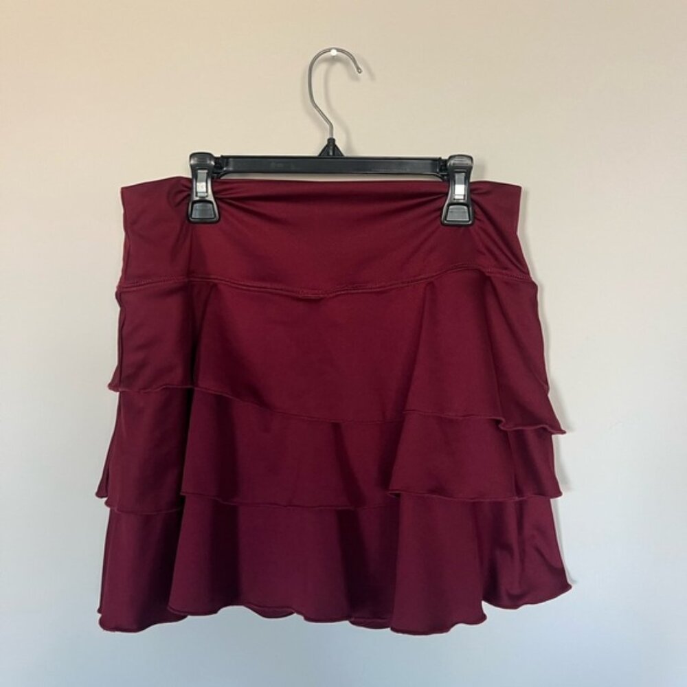 Red Ruffled Mini Skater Skirt